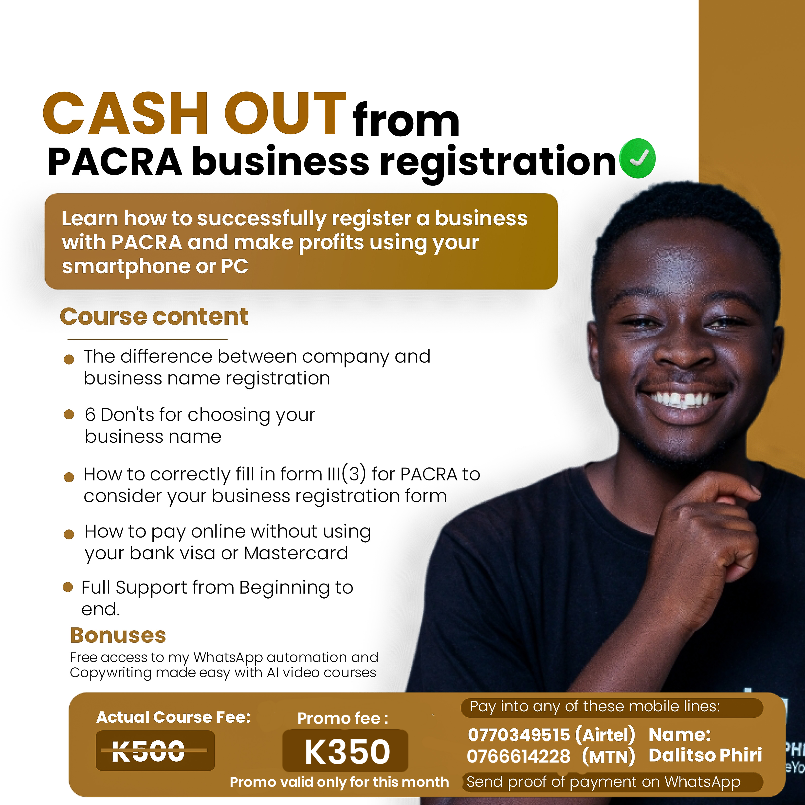 Cash Out with PACRA business registration video course 